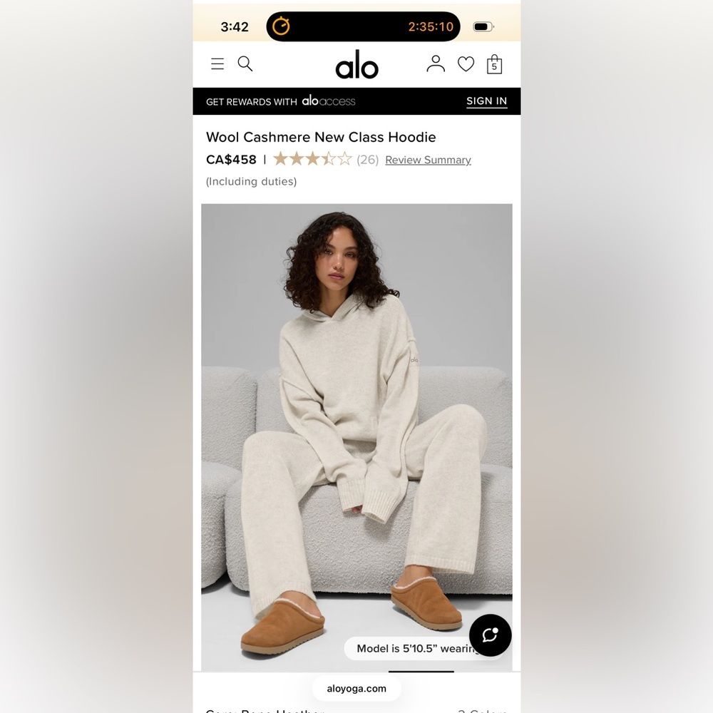 ALO Yoga Wool Cashmere New Class Hoodie & Pants Set